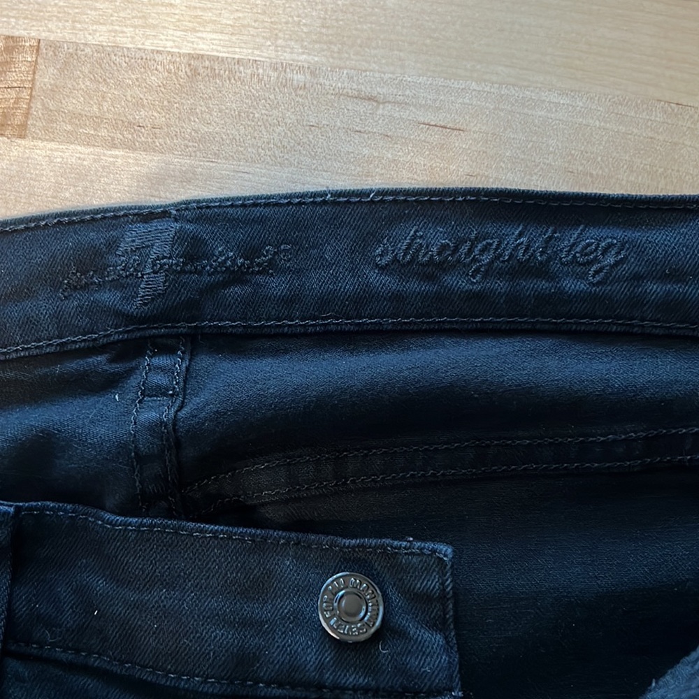 7 For All Mankind Mid-Rise Black Straight Leg Jeans, 30 - Picture 10 of 11